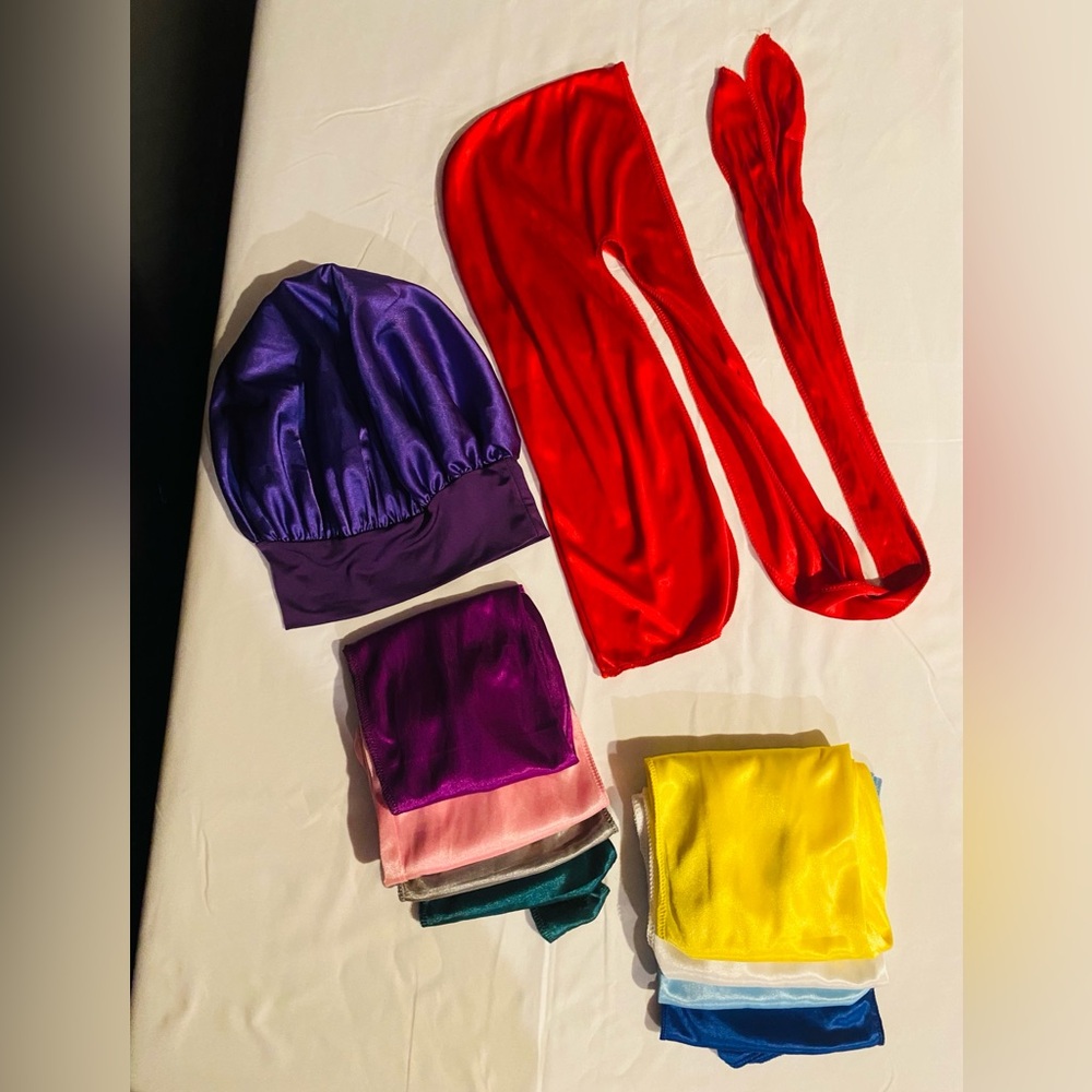 Do-rags Multicolor Satin head Accessories 11 pcs NWOT 2 hair bonnet